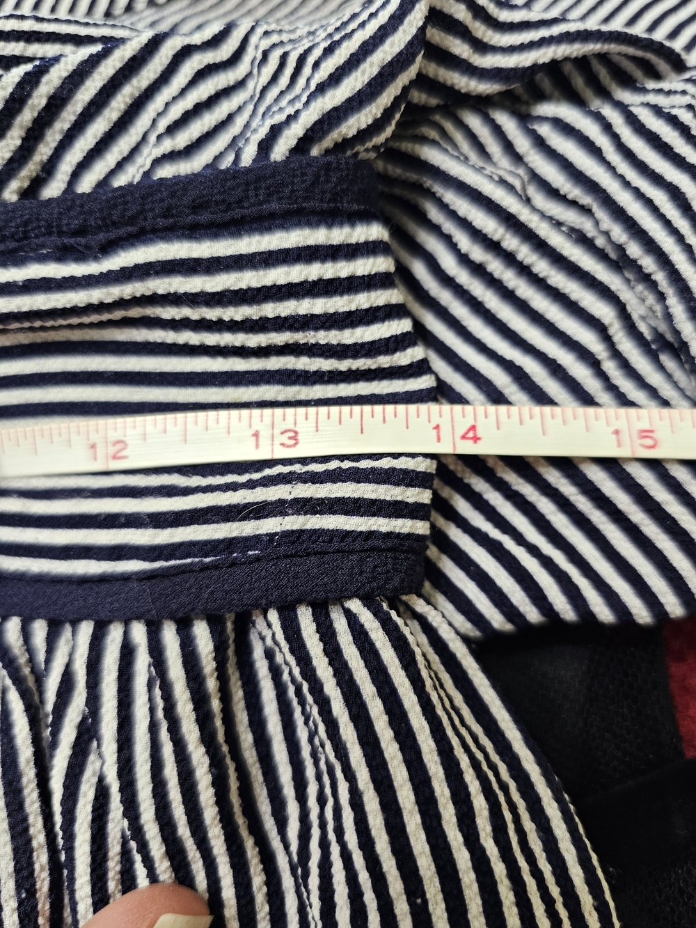 Monteau Navy & White Striped Peplum Blouse - Picture 7 of 8